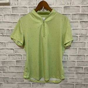 NWOT Women’s Greg Norman ML75 2below palm tree foulard zip polo shirt Large